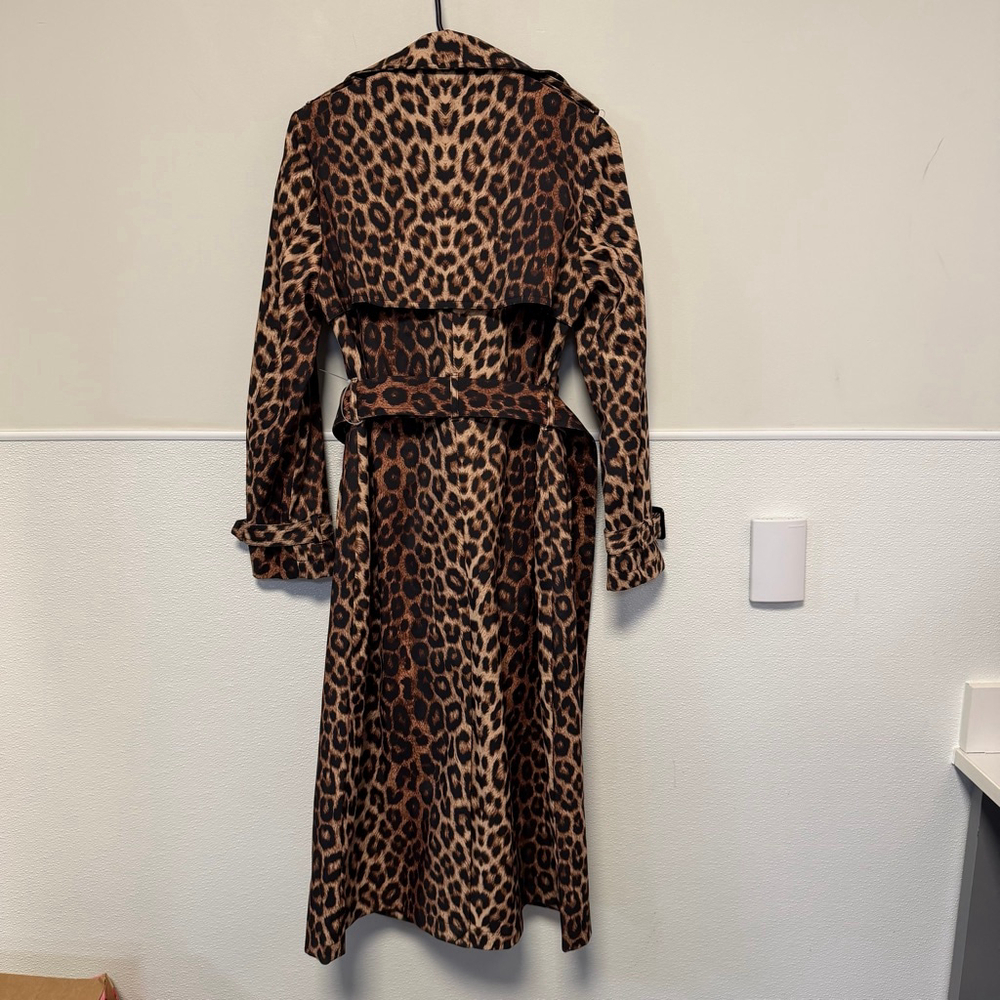 BCBGMAXAZRIA Leopard Trench Coat XS Brown Black New NWT $298 Water resistant - Picture 7 of 16